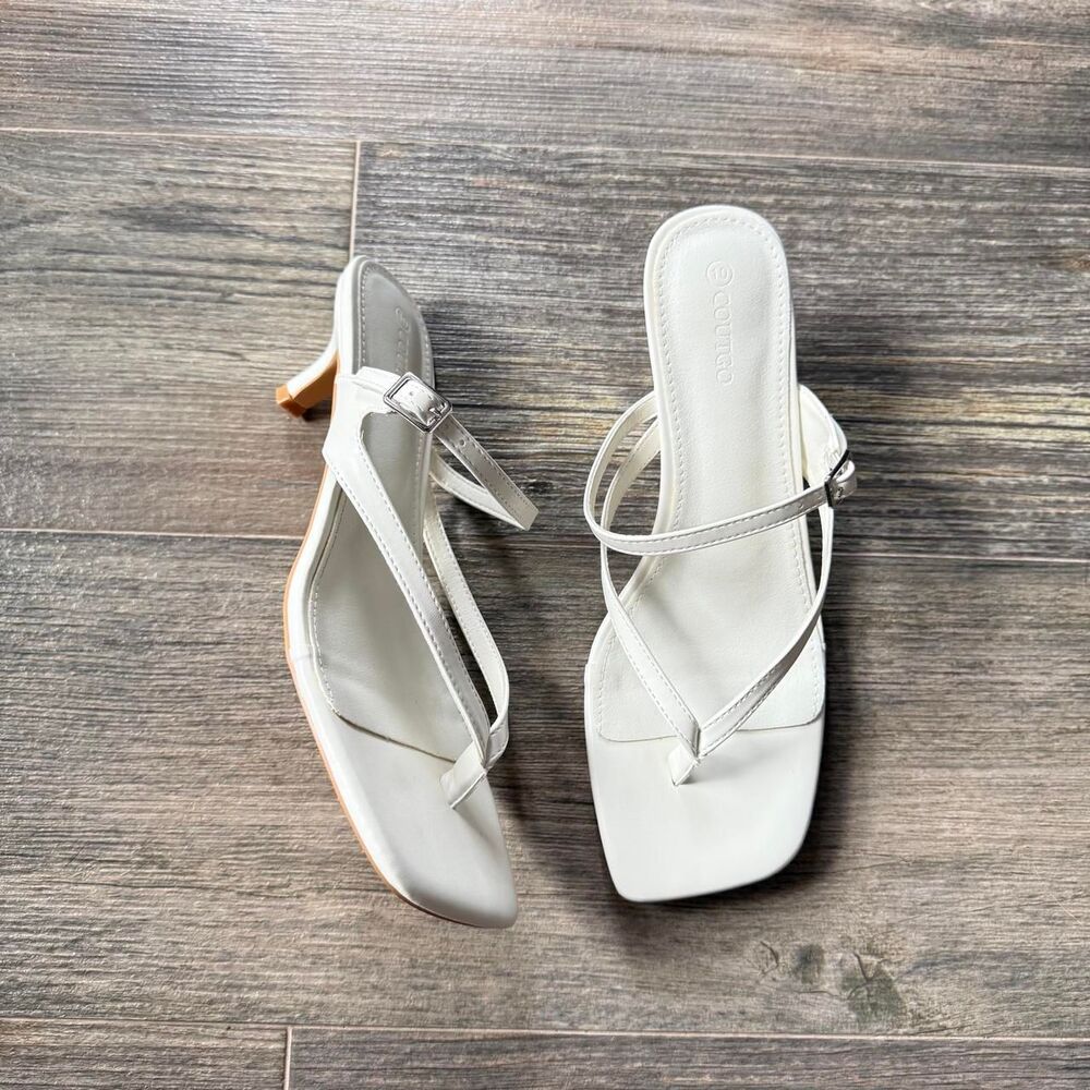 Brand new in box White Coutgo strappy kitten heels with 2.5" US 10